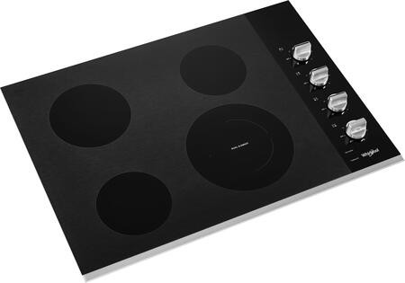 Whirlpool WCE77US0HS 30-inch Electric Ceramic Glass Cooktop with Two Dual Radiant Elements in Stainless Steel