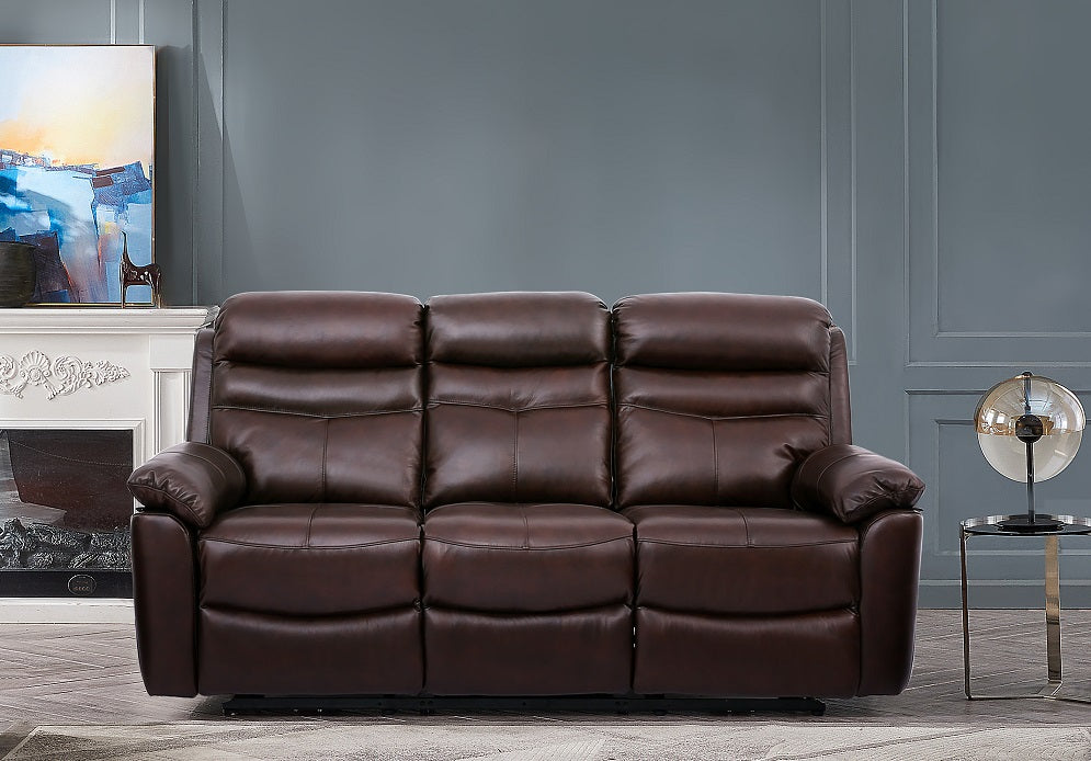 BonnyLynn 9939 Genuine Leather & Match Sofa, Love and Chair Set with manual recline