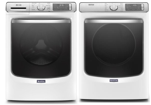 Maytag 5.8 cu.ft Front Load Washer with 7.3 cu.ft Front Load Electric Dryer Laundry Pair in White