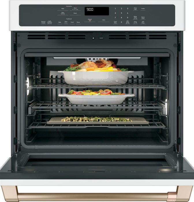 GE Cafe CTS90DP4NW2 30" Smart Single Wall Oven with Convection In Matte White