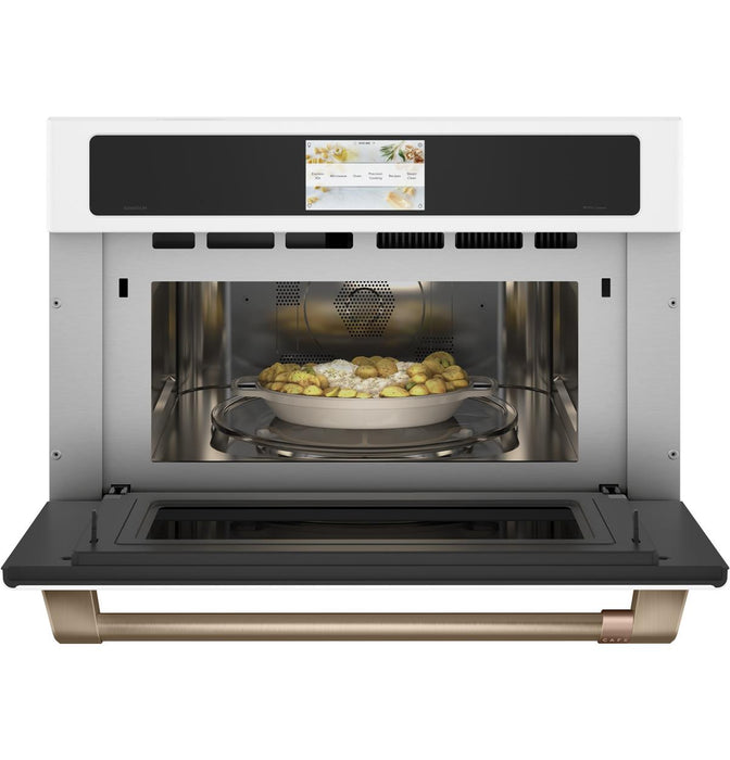 GE Cafe CSB923P4NW2 30" Smart Five in One Wall Oven with 240V Advantium Technology In Matte White