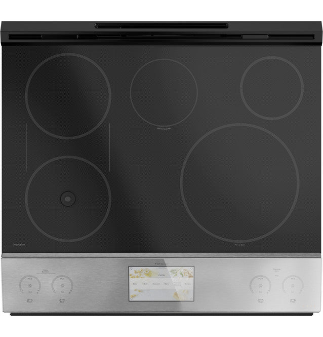 GE Cafe CHS90XM2NS5 30" Smart Slide-In, Front-Control, Induction and Convection Range with In-Oven Camera in Platinum Glass