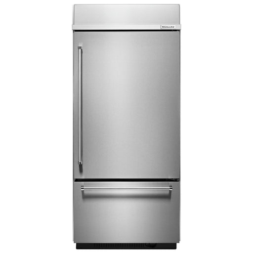 KitchenAid 20.9 Cu. Ft. 36" Width Built-In Stainless Bottom Mount Refrigerator with Platinum Interior Design