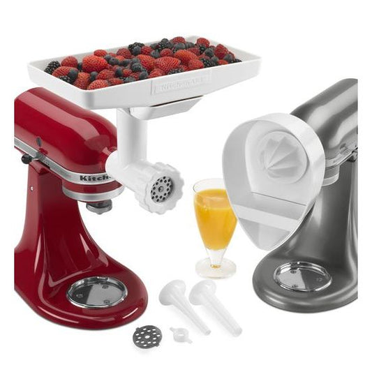 KitchenAid KN12AP Attachment Set - Including Food Grinder - Sausage Stuffer Parts - Citrus Juicer and Food Tray - Stand Mixer Attachments - KitchenAid - Topchoice Electronics