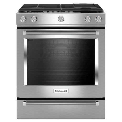 KitchenAid 30-Inch 5 Burner Front Control Gas Convection Range with Baking Drawer