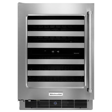 KitchenAid24" Stainless Steel Wine Cellar with Metal-Front Racks