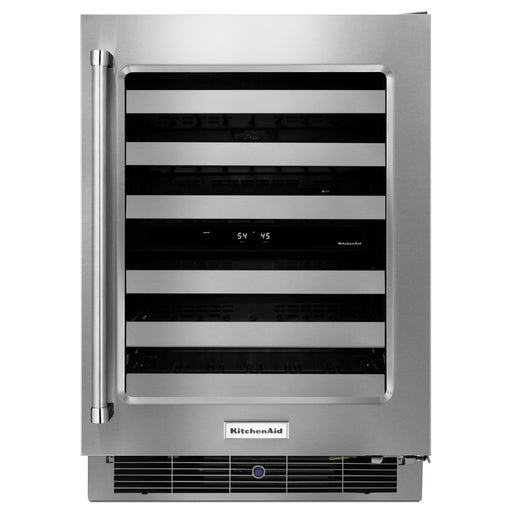 KitchenAid24" Stainless Steel Wine Cellar with Metal-Front Racks
