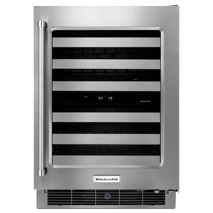 KitchenAid24" Stainless Steel Wine Cellar with Metal-Front Racks