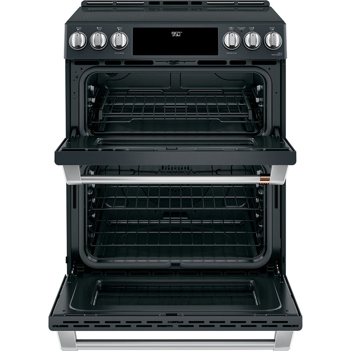 GE Cafe CCHS950P3MD1 30" Slide-In Front Control Induction and Convection Double Oven Range In Matte Black