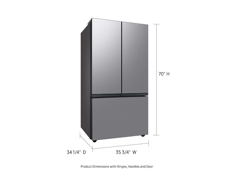 Samsung RF24BB6600QLAA Bespoke 3-Door French Door Refrigerator (24 cu. ft.) with Beverage Center™ In Stainless Steel