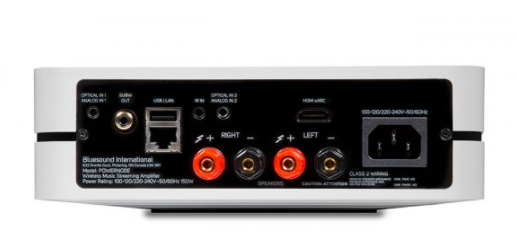 Bluesound N330WHTUNV POWERNODE Black Wireless Multi-Room Hi-Res Music Streamer In White