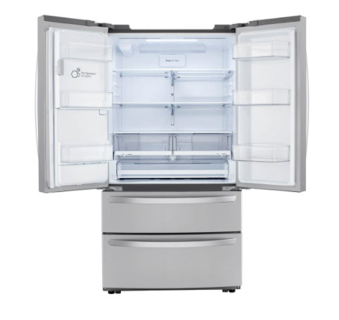 LG LRMXC2206S 22 cu ft. Smart Counter Depth Double Freezer Refrigerator with Craft Ice™ In Stainless Steel