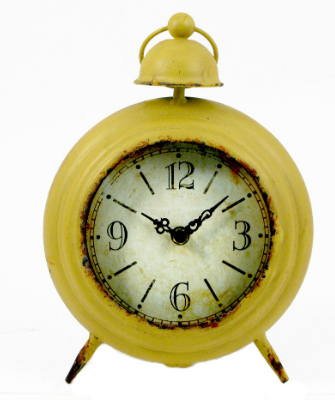 Splash ET147C Round Distressed Yellow Vintage Table Clock