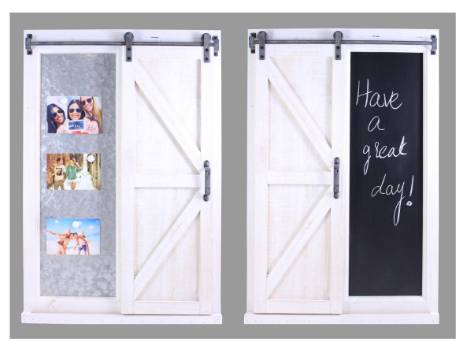 Splash UD569 White Barn Door With Chalk Board and Metal Board