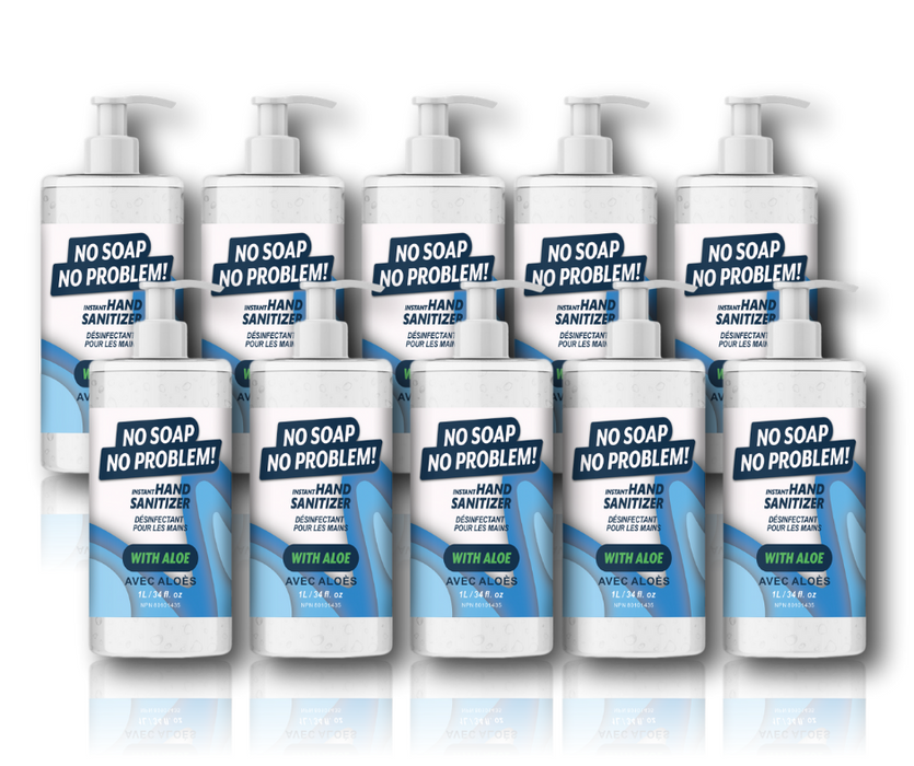 Pack of 12  - No Soap No Problem Hand Sanitizer with Aloe 1 Liter Pump Bottle - (12 Liters)
