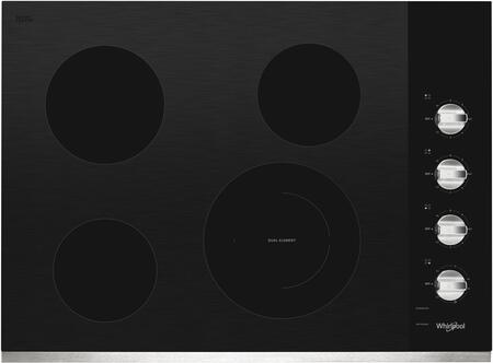 Whirlpool WCE55US0HS 30-inch Electric Ceramic Glass Cooktop with Dual Radiant Element in Stainless Steel