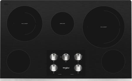 Whirlpool WCE77US6HS 36-inch Electric Ceramic Glass Cooktop with Two Dual Radiant Elements in Stainless Steel