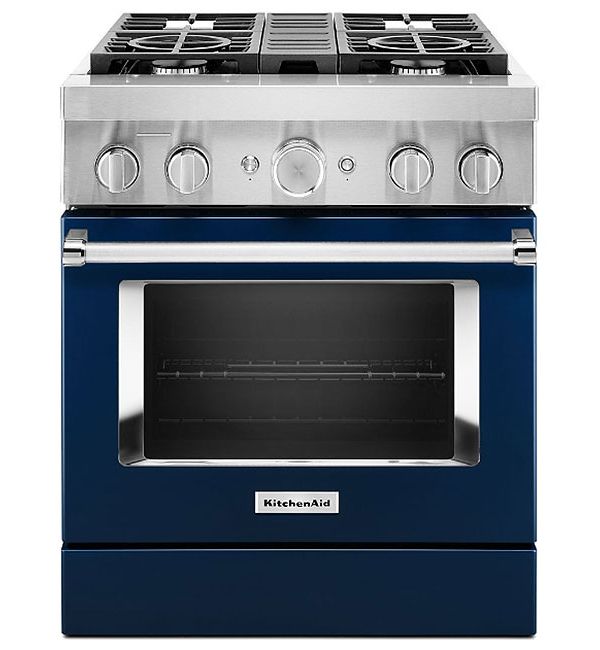 KitchenAid KFDC500JIB 30'' Smart Commercial-Style Dual Fuel Range with 4 Burners in Ink Blue