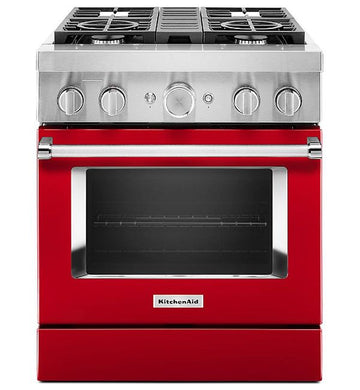 KitchenAid KFDC500JPA 30'' Smart Commercial-Style Dual Fuel Range with 4 Burners in Passion Red