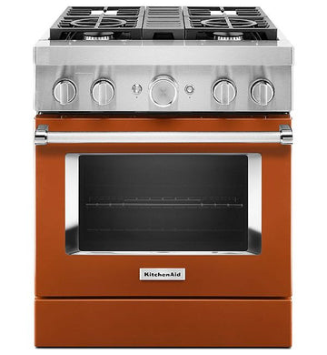 KitchenAid KFDC500JSC 30'' Smart Commercial-Style Dual Fuel Range with 4 Burners in Scorched Orange