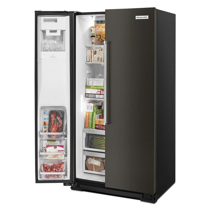 KitchenAid KRSC703HBS 22.6 Cu Ft. Counter-Depth Side-by-Side Refrigerator With Exterior Ice And Water And PrintShield Finish In Black