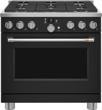 GE Cafe C2Y366P3TD1 36" Dual-Fuel Professional Range with 6 Burners (Natural Gas) In Matte Black