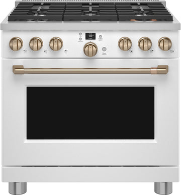GE Cafe C2Y366P4TW2 36" Dual-Fuel Professional Range with 6 Burners (Natural Gas) in Matte White