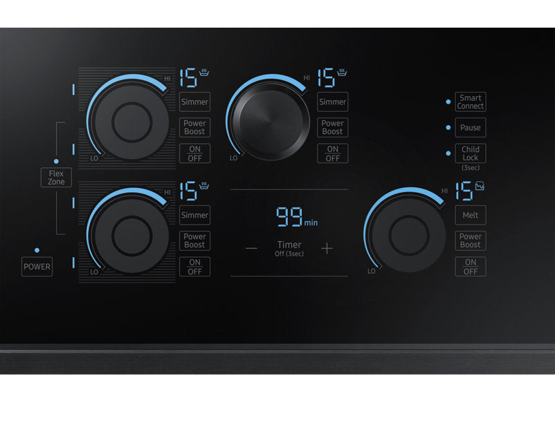 Samsung NZ30K7880UG/AA 8.6 kW Electric Induction with Virtual Flame Technology™ - Black Stainless Steel - Cooktop - Samsung - Topchoice Electronics