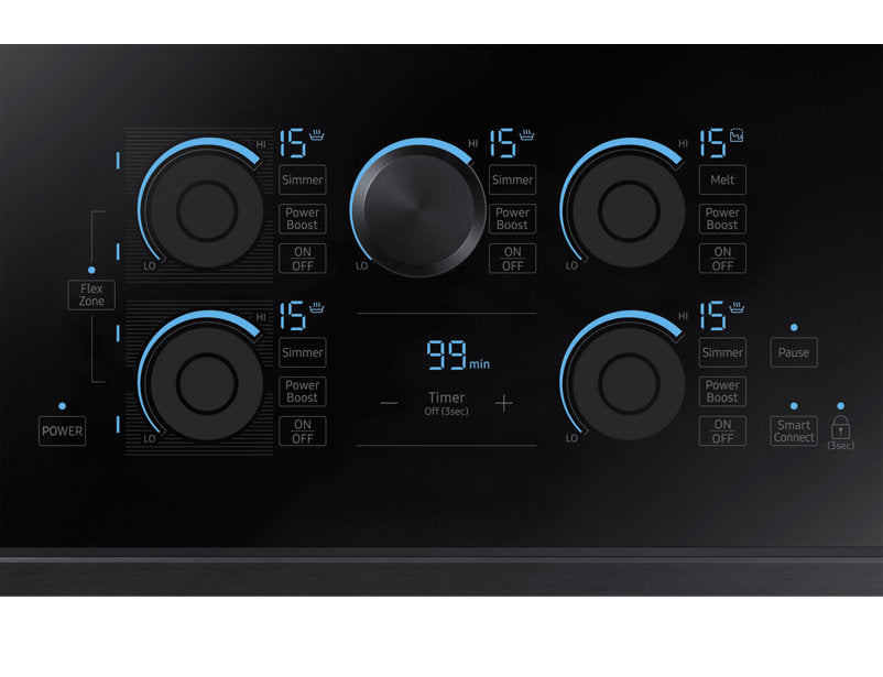 Samsung NZ36K7880UG/AA 10.8 kW Electric Induction with Virtual Flame Technology™ - Black Stainless Steel - Cooktop - Samsung - Topchoice Electronics
