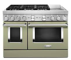 KitchenAid KFDC558JAV 48" Smart Commercial-style Dual Fuel Range With Griddle in Avocado Cream