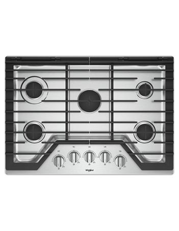 Whirlpool WCG77US0HS 30-inch Gas Cooktop with EZ-2-Lift™ Hinged Cast-Iron Grates - Stainless Steel