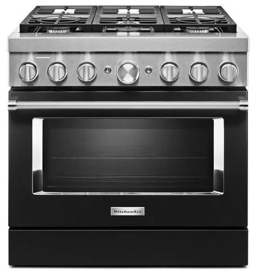 KitchenAid KFDC506JBK 36'' Smart Commercial-Style Dual Fuel Range with 6 Burners in Imperial Black