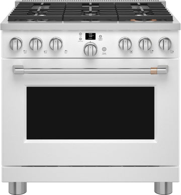 GE Cafe CGY366P4TW2 36" All Gas Professional Range In Matte White