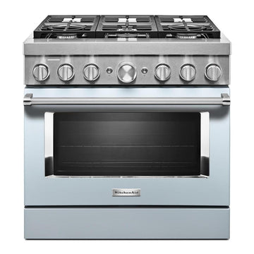 KitchenAid KFDC506JMB 36" Smart Commercial-style Dual Fuel Range With 6 Burners in Misty Blue