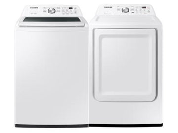 (Floor Model) Samsung 5.2 cu ft Top Load Washer and matching 7.2 cu ft Electric Dryer WA44A3205AW - DVE45T3200W