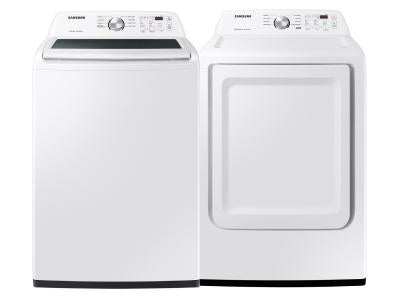 (Floor Model) Samsung 5.2 cu ft Top Load Washer and matching 7.2 cu ft Electric Dryer WA44A3205AW - DVE45T3200W