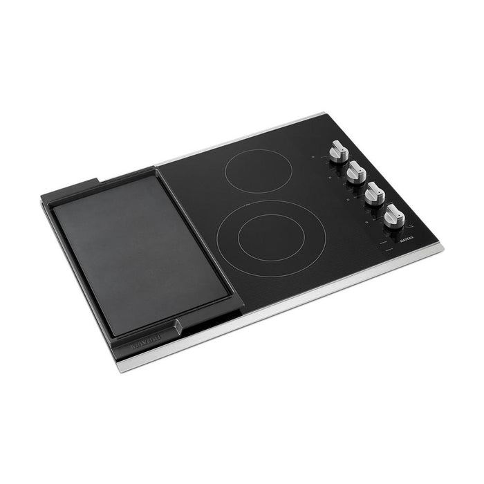 Maytag MEC8830HS 30-Inch Electric Cooktop With Reversible Grill And Griddle In Stainless Steel