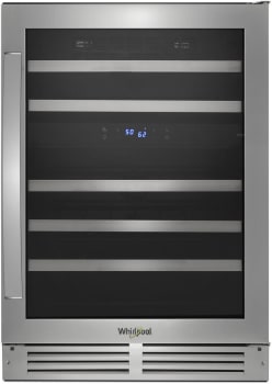 Whirlpool WUW55X24HS 24-inch Wide Undercounter Wine Center with 46-Bottle Wine Storage in Stainless Steel
